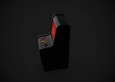 Oyun Makinesi Para Ekran Retro Oyun Biçimini Oyun Çubuğu ve Düğmeleri 3d Render ile Ekle