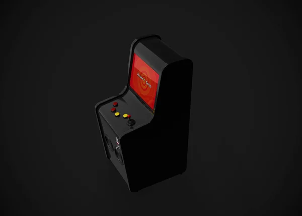 Arcade Machine Insert Coin Screen Retro Gaming Style With Joystick and Buttons 3D Render