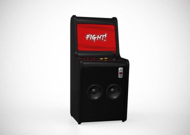 Arcade Machine Fight Screen Retro Gaming Style With Joystick and Buttons 3D Render