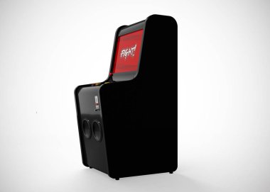 Arcade Machine Fight Screen Retro Gaming Style With Joystick and Buttons 3D Render