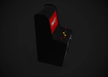 Arcade Machine Fight Screen Retro Gaming Style With Joystick and Buttons 3D Render