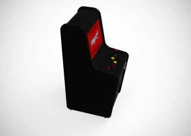 Arcade Machine Fight Screen Retro Gaming Style With Joystick and Buttons 3D Render