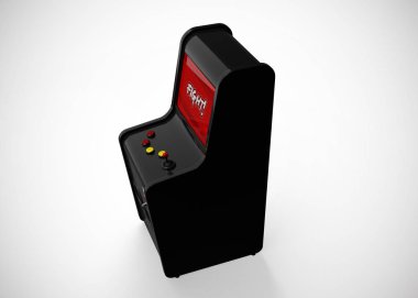 Arcade Machine Fight Screen Retro Gaming Style With Joystick and Buttons 3D Render