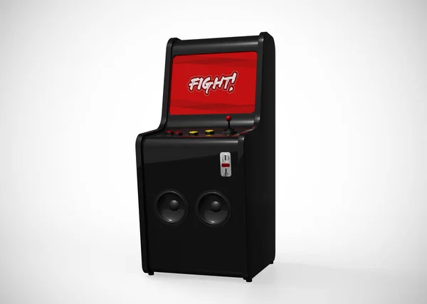 Arcade Machine Fight Screen Retro Gaming Style With Joystick and Buttons 3D Render