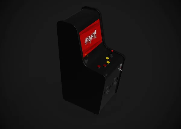 Arcade Machine Fight Screen Retro Gaming Style Joystick Buttons Render — Stockfoto