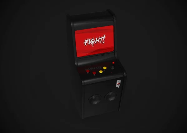 Arcade Machine Walka Ekranu Retro Gaming Stylu Joystick Przyciski Render — Zdjęcie stockowe