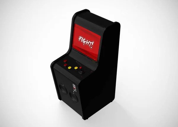 Arcade Machine Walka Ekranu Retro Gaming Stylu Joystick Przyciski Render — Zdjęcie stockowe