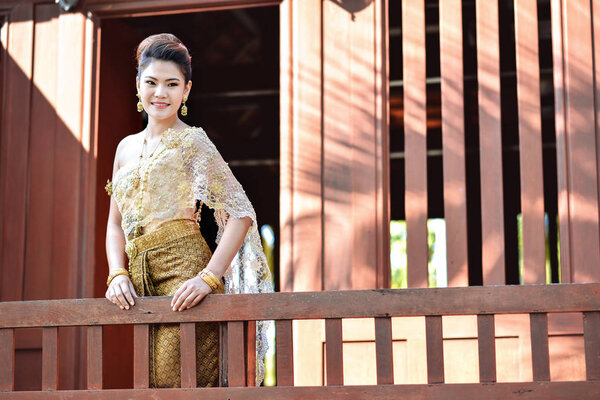 Beautiful Thai girl in Thai traditional costume