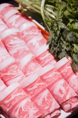 domuz eti slayt ve pastırma ile shabu shabu hotpot Japon 's tarzı