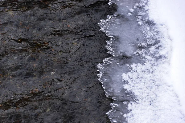 Schmelzendes Eis auf dem Fluss. Der Frühling kommt. — Stockfoto