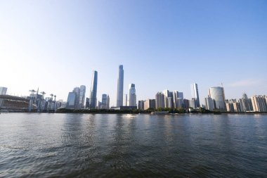 Guanghzou, Çin - 02 Nisan 2017: Guangzhou, özel iş alan pearl Nehri boyunca modern şehir.