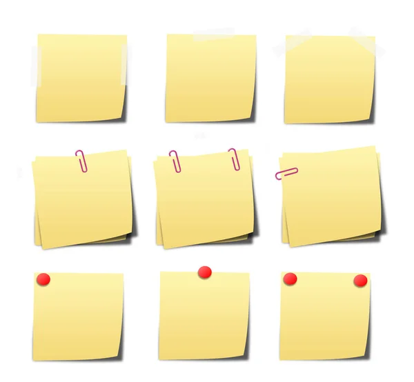 Žluté poznámky sticky notes na bílém pozadí — Stock fotografie