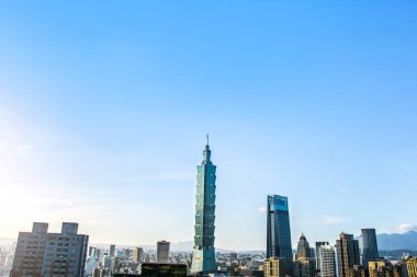 Taipei, Tayvan - 09 Ekim 2017: Taipei Dünya Finans Merkezi Taipei, Tayvan bir dönüm noktası gökdelen olarak da bilinir. Binayı resmen dünyanın 2004 2010 yılına kadar en yüksek olarak sınıflandırıldı.