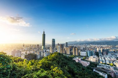 Taipei, Tayvan - 09 Ekim 2017: Taipei Dünya Finans Merkezi Taipei, Tayvan bir dönüm noktası gökdelen olarak da bilinir. Binayı resmen dünyanın 2004 2010 yılına kadar en yüksek olarak sınıflandırıldı.