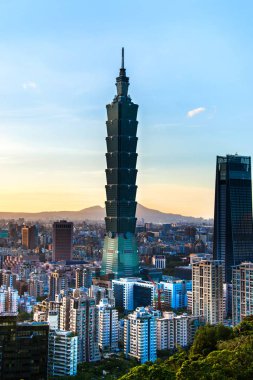 Taipei, Tayvan - 09 Ekim 2017: Taipei Dünya Finans Merkezi Taipei, Tayvan bir dönüm noktası gökdelen olarak da bilinir. Binayı resmen dünyanın 2004 2010 yılına kadar en yüksek olarak sınıflandırıldı.