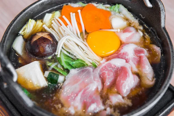 Japanese hot pot set in Japanese restaurant, Japanese Food — Stock Photo, Image