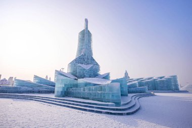Harbin, Çin - 15 Ocak 2020: Harbin Uluslararası Buz ve Kar 