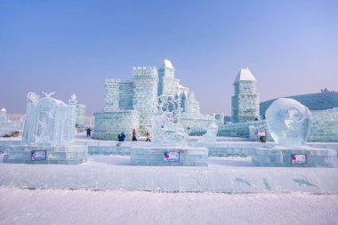 Harbin, Çin - 15 Ocak 2020: Harbin Uluslararası Buz ve Kar 