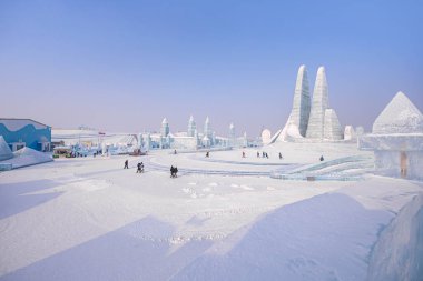 Harbin, Çin - 15 Ocak 2020: Harbin Uluslararası Buz ve Kar 
