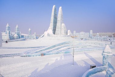 Harbin, Çin - 15 Ocak 2020: Harbin Uluslararası Buz ve Kar 