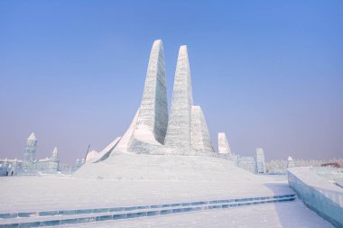 Harbin, Çin - 15 Ocak 2020: Harbin Uluslararası Buz ve Kar 