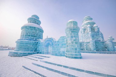 Harbin, Çin - 15 Ocak 2020: Harbin Uluslararası Buz ve Kar 