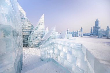 Harbin, Çin - 15 Ocak 2020: Harbin Uluslararası Buz ve Kar 