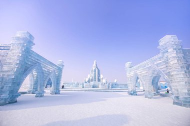 Harbin, Çin - 15 Ocak 2020: Harbin Uluslararası Buz ve Kar 