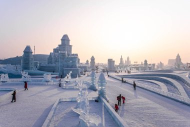 Harbin, Çin - 15 Ocak 2020: Harbin Uluslararası Buz ve Kar 