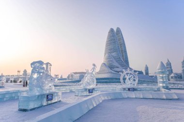 Harbin, Çin - 15 Ocak 2020: Harbin Uluslararası Buz ve Kar 