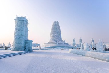 Harbin, Çin - 15 Ocak 2020: Harbin Uluslararası Buz ve Kar 