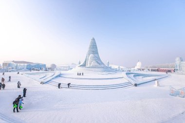 Harbin, Çin - 15 Ocak 2020: Harbin Uluslararası Buz ve Kar 