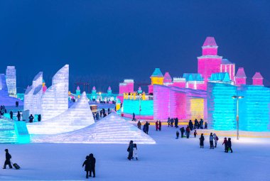 Harbin, Çin - 15 Ocak 2020: Harbin Uluslararası Buz ve Kar 