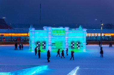 Harbin, Çin - 15 Ocak 2020: Harbin Uluslararası Buz ve Kar 