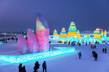 Harbin, Çin - 15 Ocak 2020: Harbin Uluslararası Buz ve Kar 