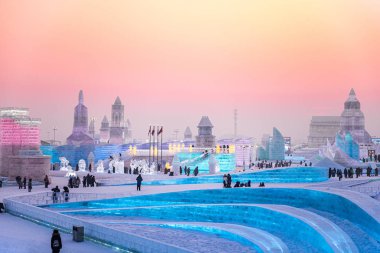Harbin, Çin - 15 Ocak 2020: Harbin Uluslararası Buz ve Kar 