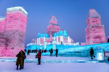 Harbin, Çin - 15 Ocak 2020: Harbin Uluslararası Buz ve Kar 