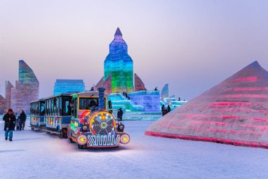Harbin, Çin - 15 Ocak 2020: Harbin Uluslararası Buz ve Kar 