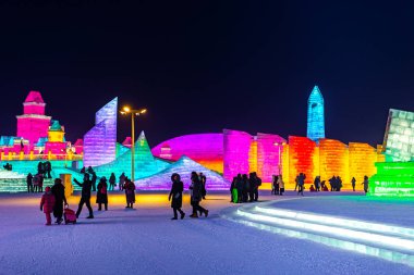Harbin, Çin - 15 Ocak 2020: Harbin Uluslararası Buz ve Kar 