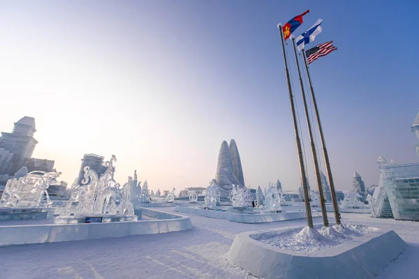 Harbin, China - 15 de janeiro de 2020: Harbin International Ice and Snow — Fotografia de Stock