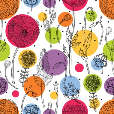 çiçek desenli polka noktalı