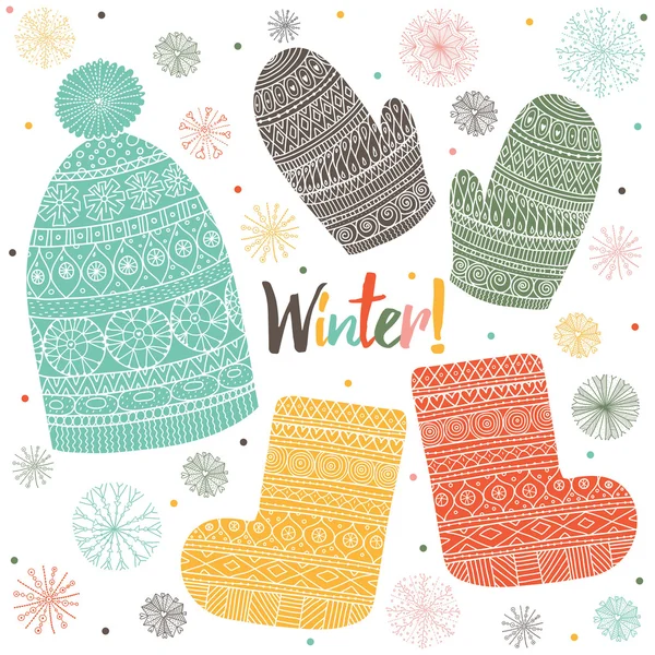 Doodle winter clothes — Stock Vector