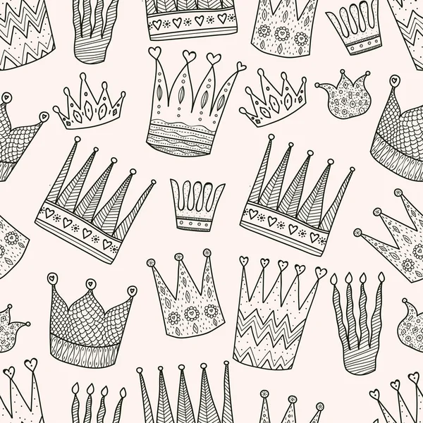 Princesse couronnes motif sans couture — Image vectorielle