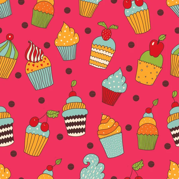 Cupcakes seamless pattern — Stock Vector