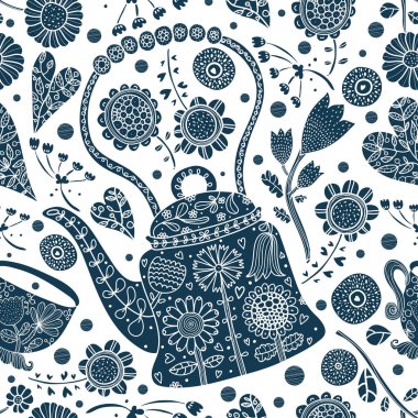 çiçekler boyanmış Kupası su ısıtıcısı