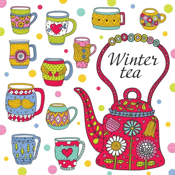 Χειμώνα τσάι εικονογράφηση — Διανυσματικό Αρχείο