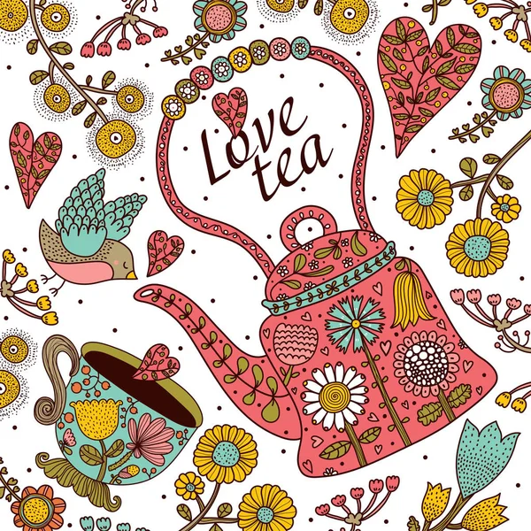 Amor chá ilustração — Vetor de Stock