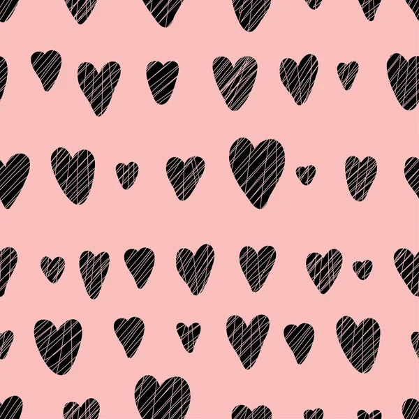 Naadloos patroon met doodle hartjes. — Stockvector