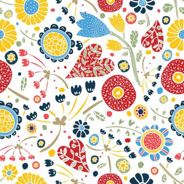 Kalpleri ve çiçekleri olan kusursuz desen