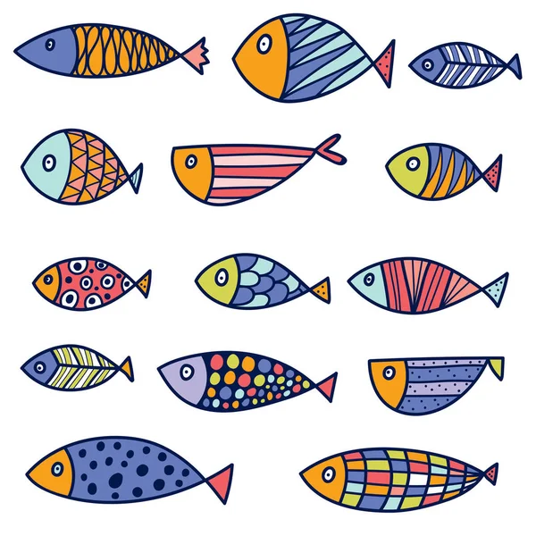 Silueta de pescado plano — Vector de stock